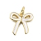 Brass Enamel Charms, with Jump Ring, Rack Plating, Lead Free & Cadmium Free, Long-Lasting Plated, Bowknot Charm, Real 18K Gold Plated, White, 11.5x11.5x2mm, Hole: 3.4mm