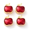 Alloy Enamel Beads, Golden, Apple, FireBrick, 11x9x2mm, Hole: 3mm