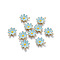 Alloy Enamel Pendant, Golden, Daisy Charm, Sky Blue, 18.2x16mm