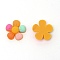 Resin Cabochons, DIY Accessories, Colorful Flower, Gold, 21x7mm