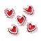 Handmade Lampwork Bumpy Beads, Heart, with Enamel, Red, 14.5~16x15.5~16.5x8~8.5mm, Hole: 1.4mm
