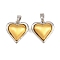 Brass Pendants, Heart Charms, Platinum & Golden, 14.5x14x7mm, Hole: 5x3mm