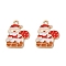 Alloy Enamel Pendants, Christmas Theme, Light Gold, Santa Claus, 21x16x1.2mm, Hole: 1.6mm