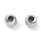 925 Sterling Silver Beads, Cat Eye Beads, Corrugated Style Beads, Round, Platinum, 4x3mm, Hole: 1.6mm