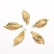 Iron Pendants, Leaf, Golden, 26x9x1mm, Hole: 2.5mm