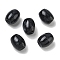 Opaque Resin European Beads, Large Hole Beads, Rice, Black, 13x11mm, Hole: 5mm