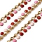304 Stainless Steel Flat Round Link Chains, with Enamel, Rack Plating, Long-Lasting Plated, Ion Plating(IP), Unwelded, with Spool, Real 18K Gold Plated, Red, 6x4.5x1.3mm