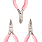 45# Carbon Steel Jewelry Plier Sets, Polishing, Pink, 7.5~8.1x4.4~4.7x0.75~0.8cm, 3pcs/set