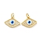 Eco-friendly Brass Micro Pave Clear Cubic Zirconia Pendants, with Enamel and Jump Ring, Cadmium Free & Lead Free, Eye, Real 18K Gold Plated, 10.5x14.5x3.5mm, Hole: 3.2mm