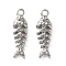 Ocean Brass Pendants, Fishbone Charms, Platinum, 18x5x4mm, Hole: 1.6mm