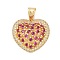 Brass Micro Pave Cubic Zirconia Pendants, Cadmium Free & Lead Free, Heart Charms, Real 18K Gold Plated, Medium Orchid, 28.5x29x11mm, Hole: 7.5x5mm