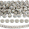 80Pcs Polymer Clay Rhinestone European Large Hole Beads with Silver Color Plated Brass Cores, Rondelle, Crystal AB, 11~12x7~7.5mm, Hole: 5mm
