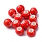 Handmade Porcelain Beads, Round, Red, 6~7x5~6mm, Hole: 2mm