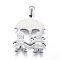 304 Stainless Steel Pendants, Umbrella with Boy and Girl, Stainless Steel Color, 25.5x21x2mm, Hole: 3x6mm