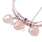 Natural Rose Quartz Heart Pendant Necklaces, Glass Seed Beaded Necklaces for Women, 18.70 inch(47.5cm)