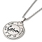 Flat Round Pendant Necklaces, with Enamel, 201 Stainless Steel Box Chain Necklaces, Stainless Steel Color, 23.62 inch(60cm)