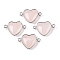 Natural Rose Quartz Love Heart Pendants, Brass Heart Charms, Platinum, 15.5x23x6mm, Hole: 1.8~2mm