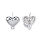 Alloy Stud Earring Findings, with Horizontal Loops and 304 Stainless Steel Pins, Heart, Cadmium Free & Nickel Free & Lead Free, Platinum, 10x9mm, Hole: 1mm, Pin: 0.7mm
