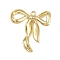 Brass Pendants, Bowknot Charms, Rack Plating, Long-Lasting Plated, Cadmium Free & Lead Free, Real 18K Gold Plated, 25x23x4.5mm, Hole: 1.5mm