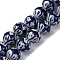Handmade Blue and White Porcelain Beads Strands, Round, Prussian Blue, 14~15mm, Hole: 2mm, about 27pcs/strand, 34.5~37.5cm
