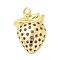 Brass Micro Pave Cubic Zirconia Pendants, Fruits, Rack Plating, Long-Lasting Plated, Lead Free & Cadmium Free, with Jump Ring, Real 18K Gold Plated, Strawberry, 21.5x16x5.5mm, Hole: 3mm