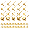 60Pcs 4 Styles 304 Stainless Steel Stud Earring Findings, with Loop and Ear Nut/Earring Backs, Real 24K Gold Plated, 9~15mm, Hole: 1.7~1.8mm, Ball: 4~8mm, Pin: 0.8mm