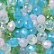 Glass Beads, Faceted, Rondelle, Azure, 6x5mm, Hole: 1mm, about 98pcs/21g
