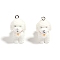 Flocky Resin Pendants, Dog, White, 30x19x28mm, Hole: 2.5mm