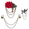 3Pcs 3 Styles Gothic Style Alloy Rhinestone Hanging Chain Brooches, Mixed Shapes, Mixed Color, 47.5x35mm, 1pc/style