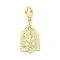 Brass Micro Pave Cubic Zirconia Saint European Dangle Charms, Large Hole Pendants, Real 16K Gold Plated, 31.5mm, Hole: 4.2mm