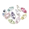 Glass Rhinestone Cabochons, Pointed Back & Back Plated, Faceted, Horse Eye, Mixed Color, 8x4x3mm