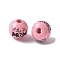Mother's Day Theme Printed Wood European Beads, Large Hole Beads, Round, I Love You Mom, Word, 16.5x14.5mm, Hole: 4mm