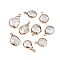 Electroplated Natural Keshi Pearl Teardrop Pendants, Cultured Freshwater Pearl Baroque Pearls Charms, Golden, Seashell Color, 15.5~21x11~13x4~7mm, Hole: 1.6~1.8mm