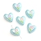 2Pcs UV Platings Acrylic Beads, Heart with Tulip, with Enamel, Cyan, 20x19mm, Hole: 2mm