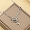 Stainless Steel Paperclip Chain Initial Necklaces with OT Clasps, Stainless Steel Color, Letter S, 18.11 inch(46cm)