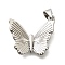 Brass Pendants, Butterfly Charms, Long-Lasting Plated, Lead Free & Cadmium Free, Rack Plating, Platinum, 17.5x19.5x4mm, Hole: 4.5x3.5mm