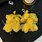 Alloy Polyester Flower Tassel Stud Earrings, with Glass & Acrylic, Gold, 100x70mm