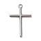 Non-Tarnish 304 Stainless Steel Pendants, Cross Charms, Stainless Steel Color, 34x22x2mm, Hole: 2.5mm