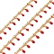304 Stainless Steel Curb Chains, with Enamel Charms and Spool, Soldered, Ion Plating(IP), Golden, Red, Charm: 6x1.5x2mm, Link: 2x1.5x0.3mm, about 16.4 Feet(5m)/roll