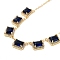 Rack Plating Brass Micro Pave Cubic Zirconia Necklaces, with Rectangle Glass, Cadmium Free & Lead Free, Midnight Blue, 15.55~15.75 inch(395~400mm)