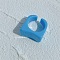 Summer Resin Cuff Rings for Women, Rectangle, Deep Sky Blue, Inner Diameter: 17mm