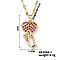 Brass Micro Inlaid Cubic Zirconia Heart with Hand Pendant Elegant Fashion Necklaces for Women, Golden, Medium Violet Red, 15.75 inch(40cm)