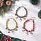 3Pcs 3 Colors Christmas Alloy Enamel Charm Bracelets, CCB Round Beaded Bracelets for Women, with Zinc Alloy Lobster Claw Clasps, Mixed Color, 7-7/8~8-1/8 inch(19.9~20.5cm), 1pc/color