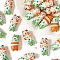 Handmade Porcelain Beads, Animals, Dark Orange, Cat Shape, 18x13mm