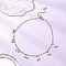 Brass Handmade Cable Link Chain Glass Pearl Tassel Necklaces for Women, White, Golden, 16.73 inch(42.5cm)