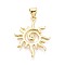 Brass Pendants, Sun Charms, Real 18K Gold Plated, 25x19~20x1.5mm, Hole: 4.5x3.5mm