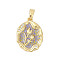 Brass Micro Pave Cubic Zirconia Pendants, with  Enamel, Flower Charms, Rack Plating, Lasting Plated, Cadmium Free & Lead Free, Lilac, 19x13.5x2mm, Hole: 4x2.5mm