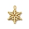 Brass Pendants, Snowflake Charms, Rack Plating, Long-Lasting Plated, Cadmium Free & Lead Free, Real 18K Gold Plated, 17x13x2mm, Hole: 1.4mm