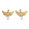 Brass Micro Pave Cubic Zirconia Pendants, Cadmium Free & Lead Free, Wing & Heart Charms, Real 18K Gold Plated, Clear, 17x20x3.5mm, Hole: 5x2.5mm