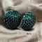 Alloy Rhinestone Half Round Stud Earrings, with Glass, Platinum, Sea Green, 40x40mm